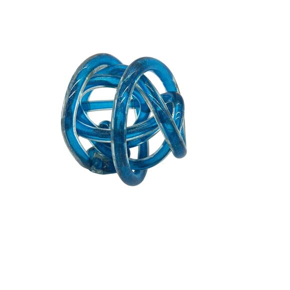 Vintage Art Glass Tangled Knot; Blue with Glittery inclusions; 6" diameter - Picture 2 of 6
